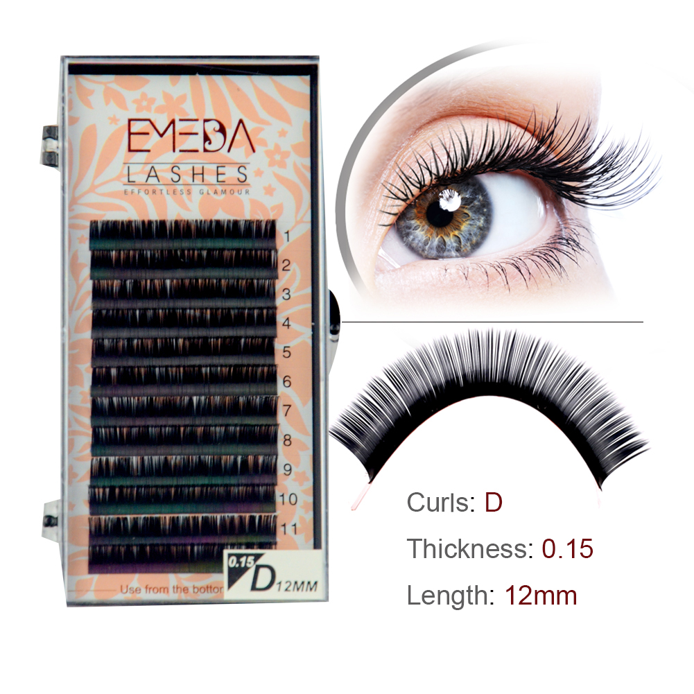 Customized Box/Logo for 0.1-0.25mm Thickness Classic Eyelash Extension Korea PBT Fiber Lashes YY91